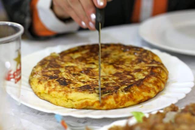 Famous Barcelona food includes the Spanish potato omelette