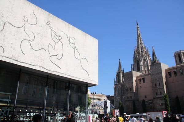 Plaça de La Seu with Barcelona cathedral in the background