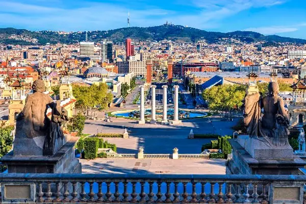 From MNAC: one of the best places in Barcelona to get a nice view.